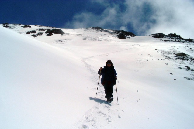 Baixada des del cim per les pales de neu. Una bona esquiada, je, je.